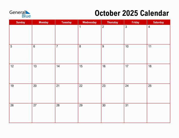 calendar october 2025 template