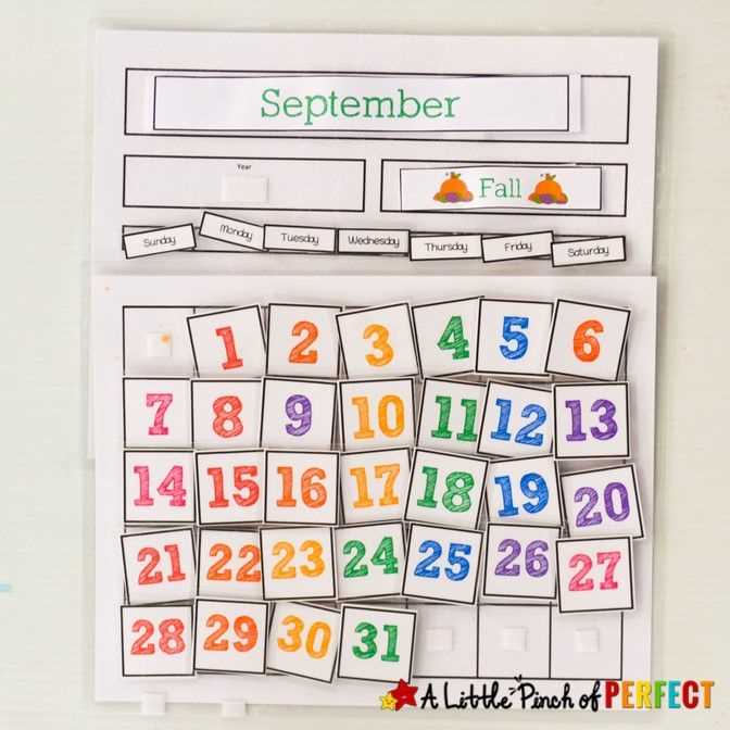 kindergarten calendar template