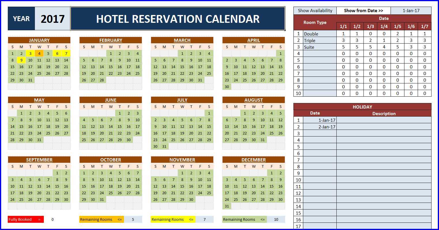 free booking calendar template