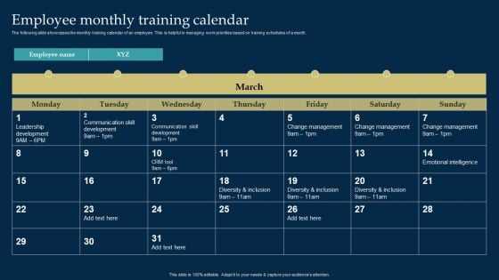 training calendar template xls