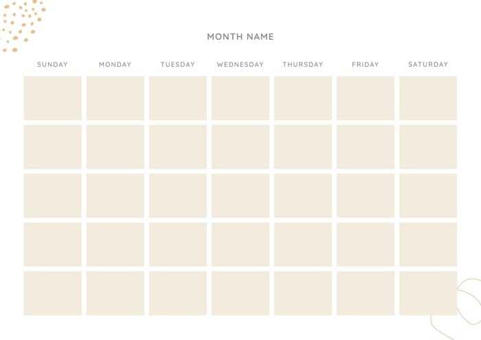 calendar template empty