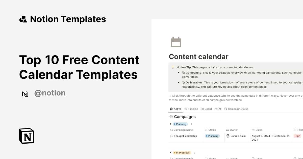 notion template content calendar