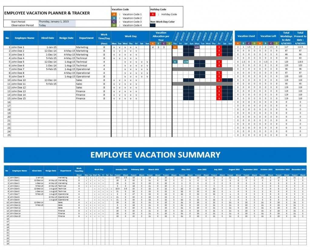 team vacation calendar template