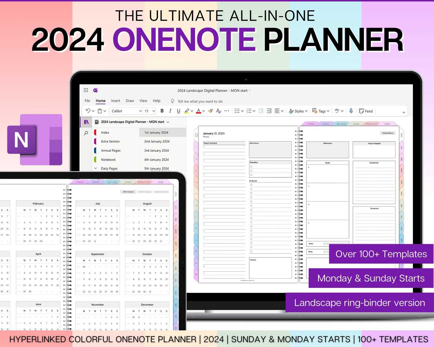 onenote calendar template free