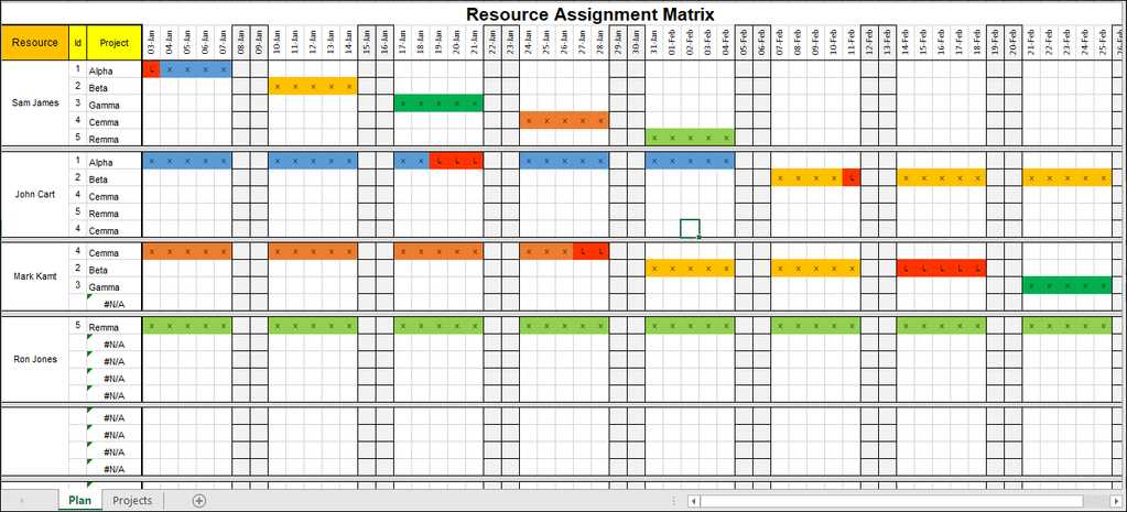 calendar matrix template