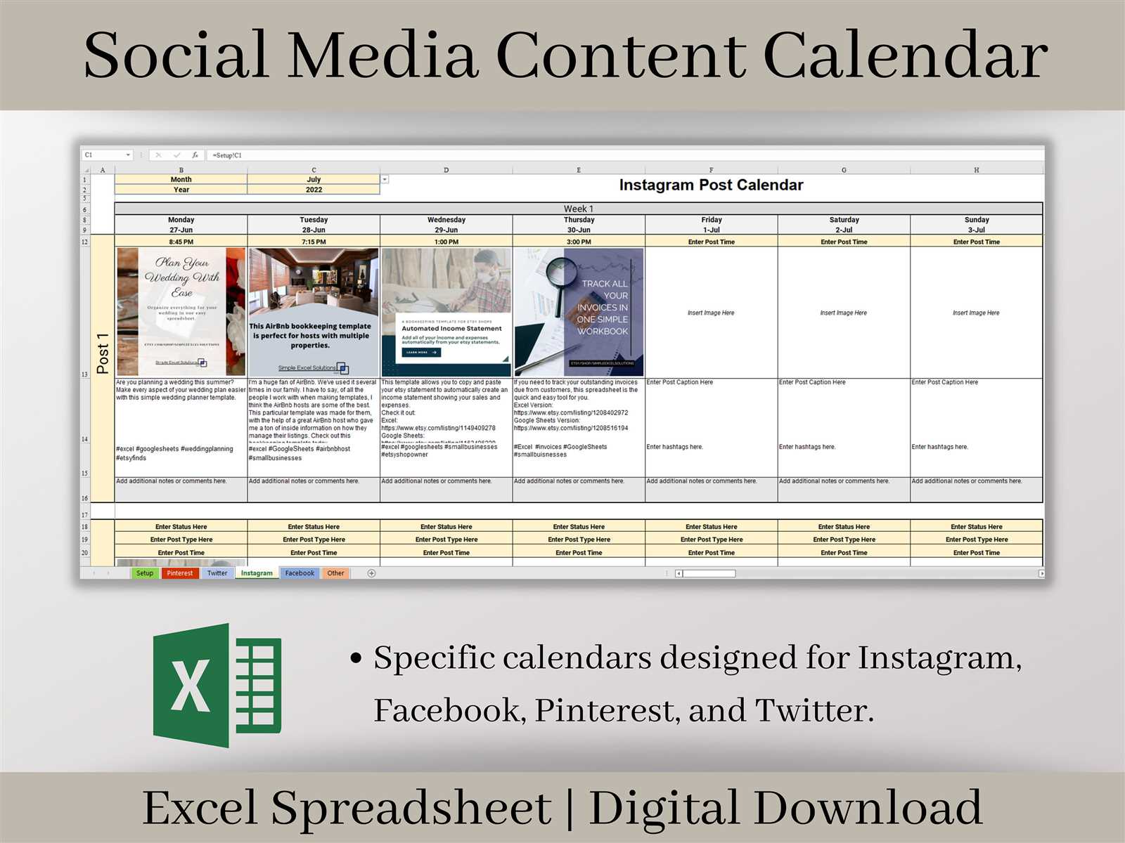 twitter content calendar template