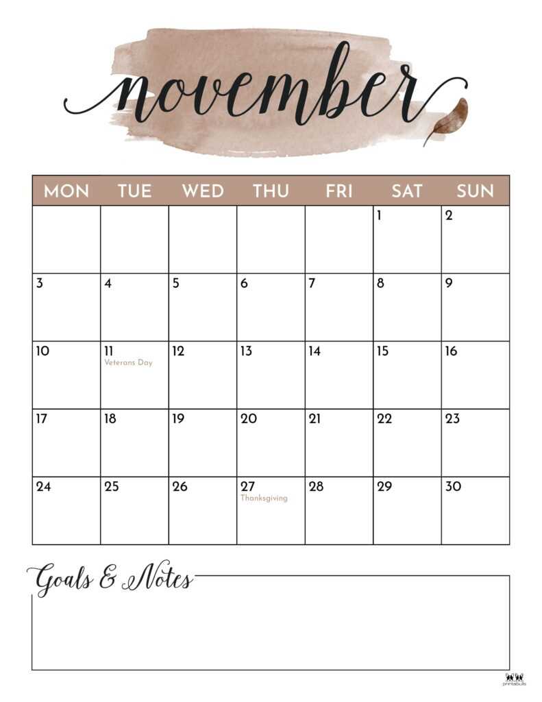 calendar templates november 2025