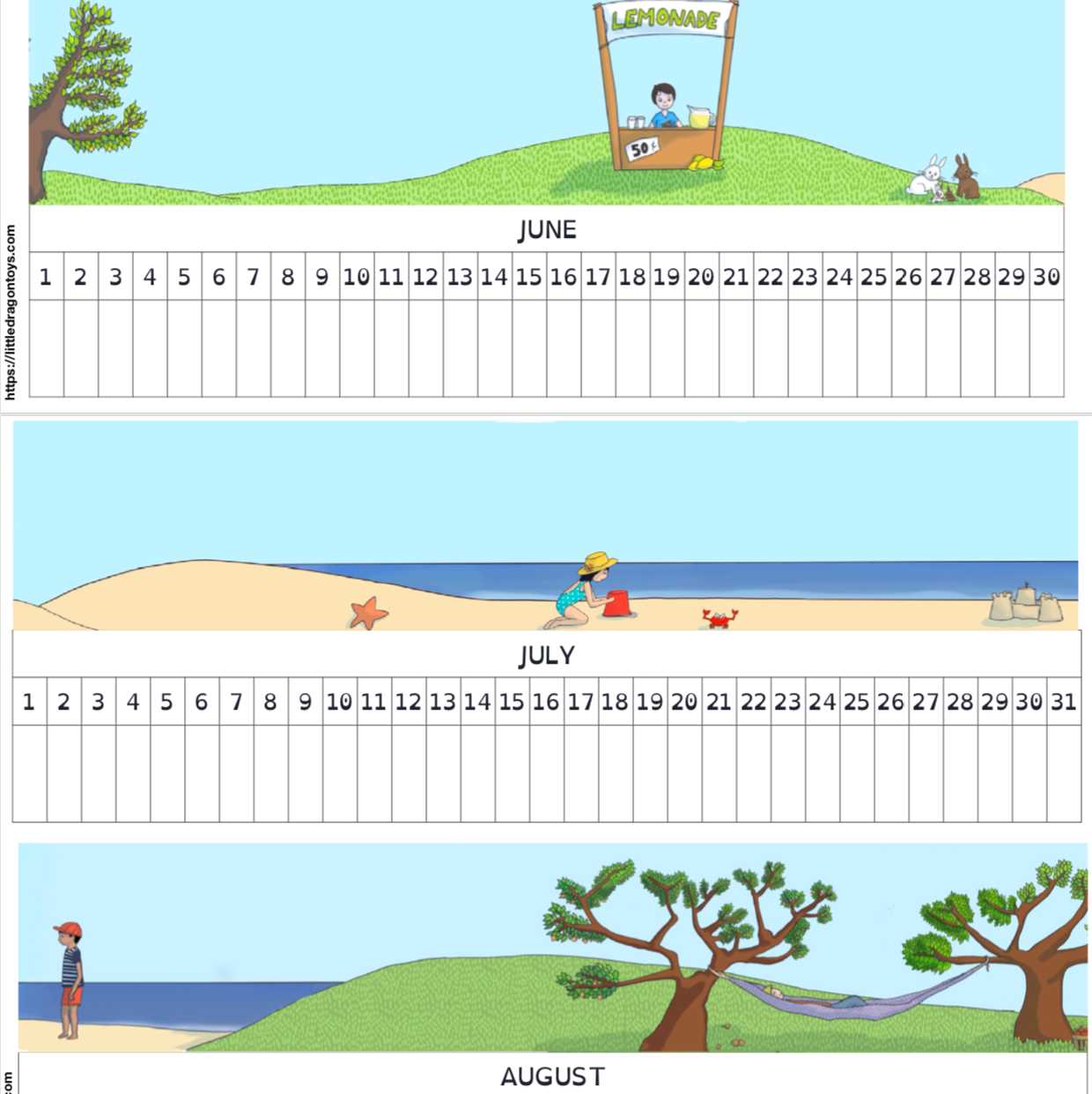 linear calendar template