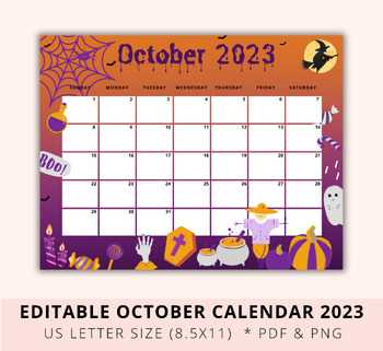 editable october calendar template