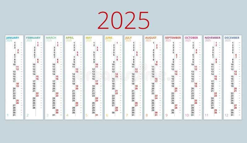 vertical calendar 2025 template