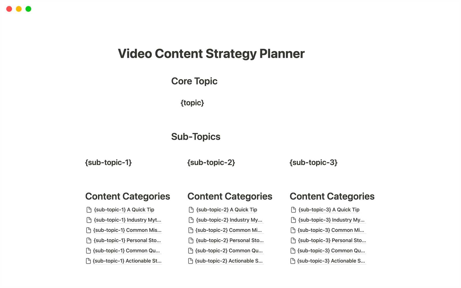 video content calendar template