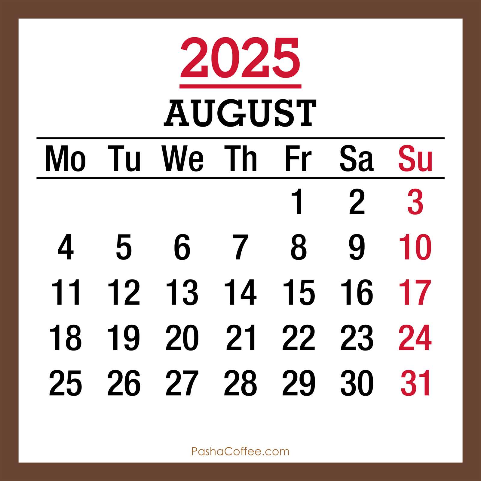 blank calendar template 2025 august