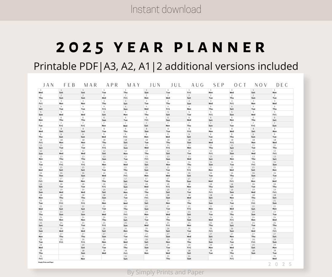 annual planning calendar template 2025