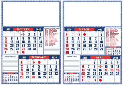 calendar template 2025 sheets