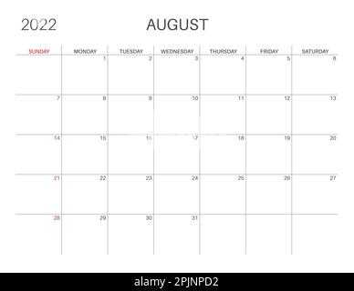 free august calendar template