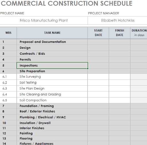 construction calendar template