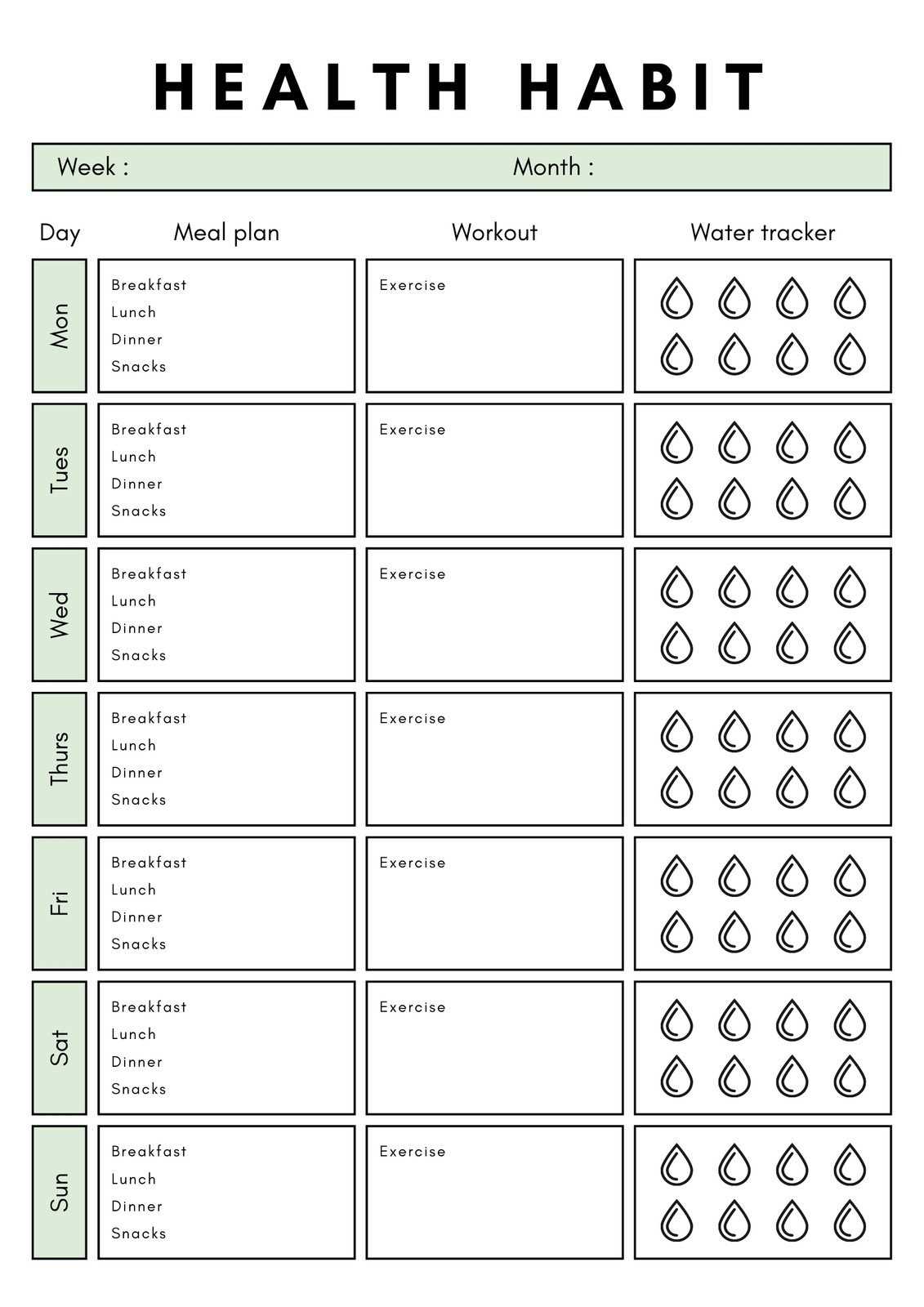 habit tracker calendar template