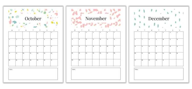 november and december calendar template