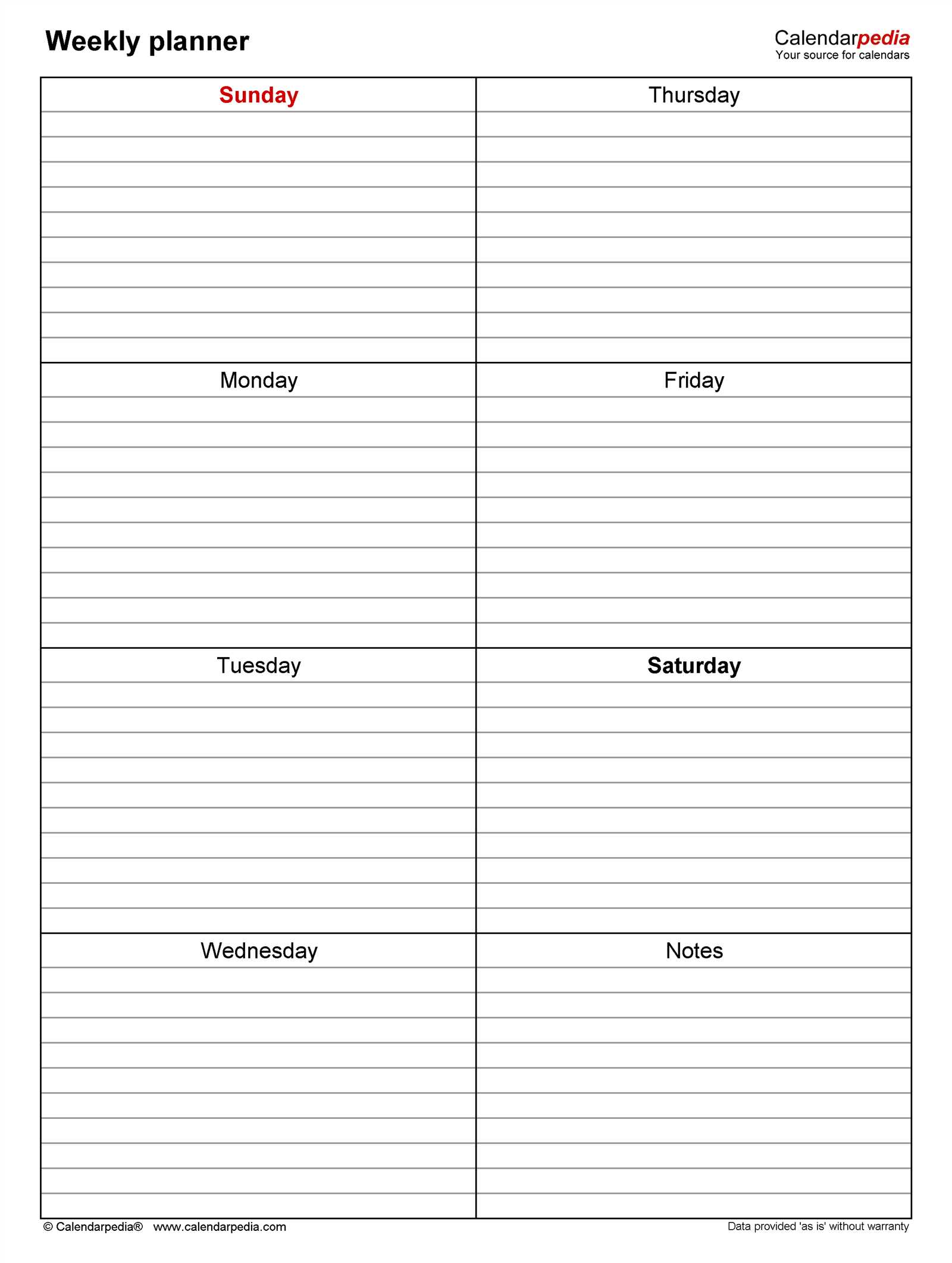 blank menu calendar template