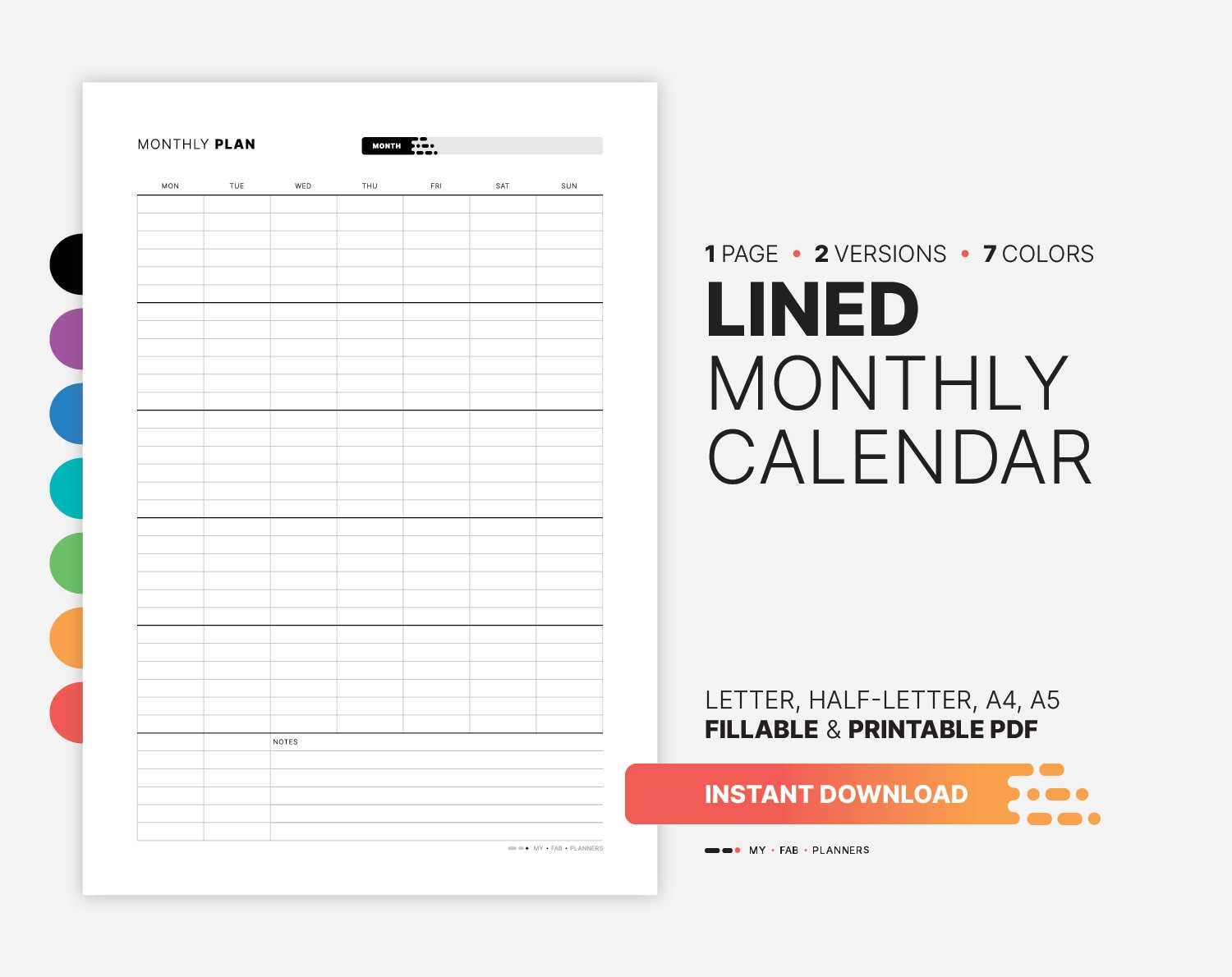 free printable lined monthly calendar templates