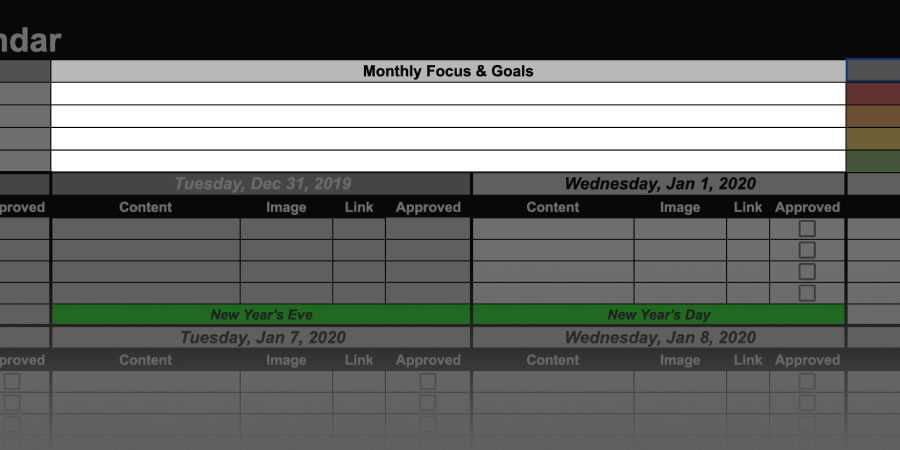 monthly content calendar template