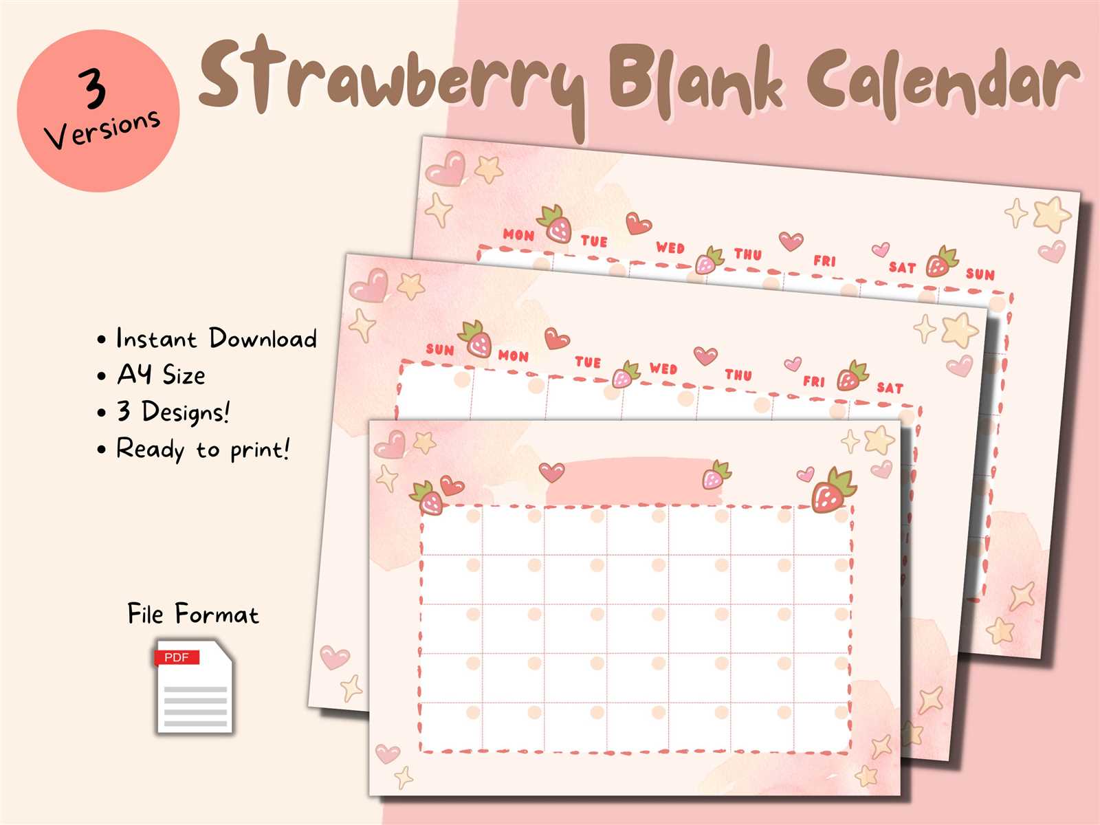 girly calendar template