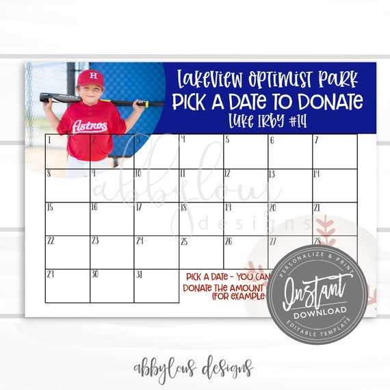 calendar raffle template free