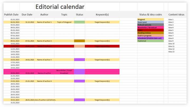 campus editorial calendar template