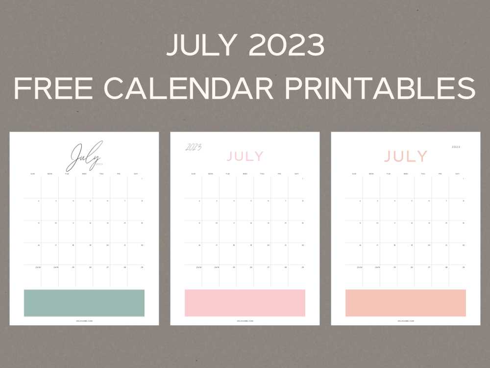 july template calendar