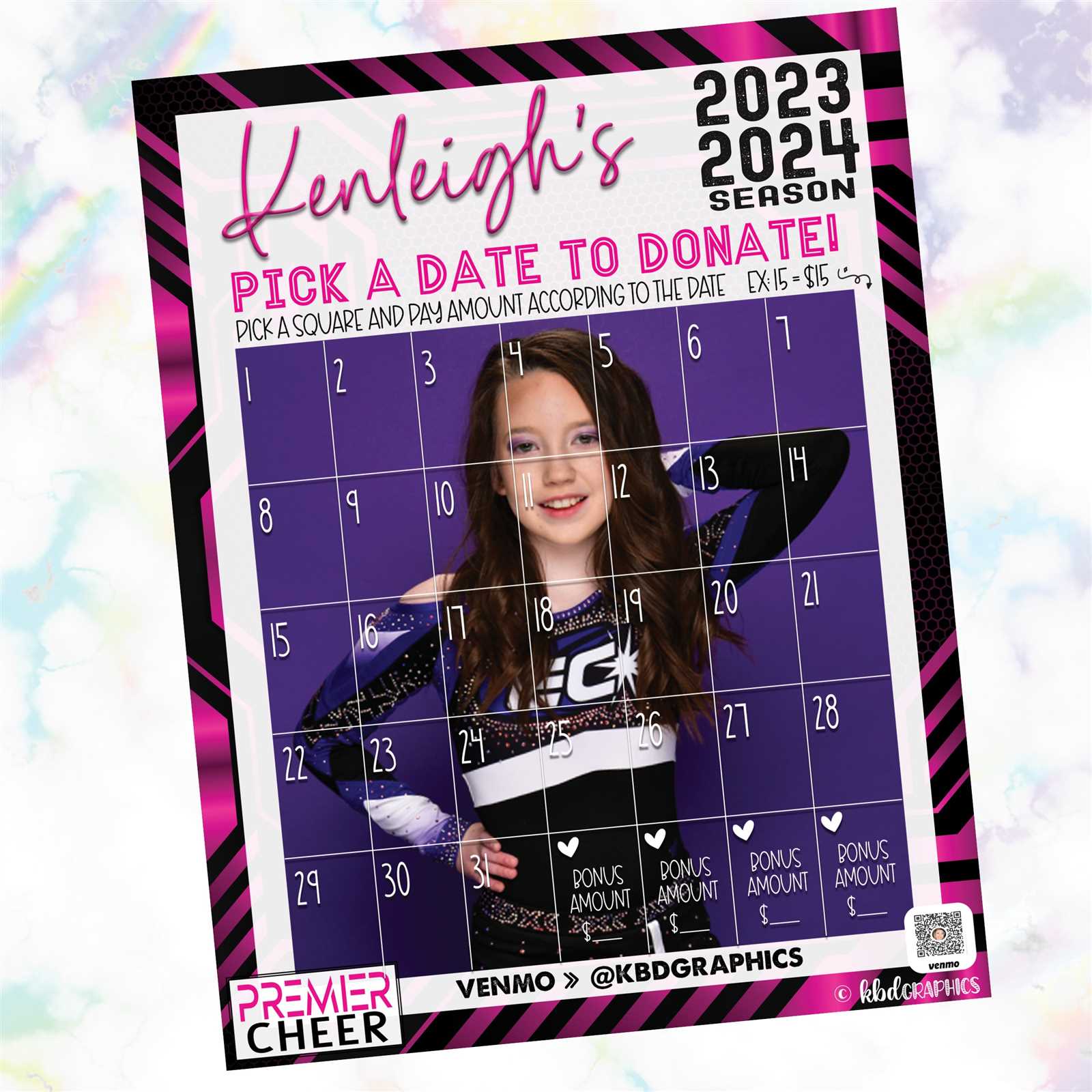 free cheer calendar fundraiser template