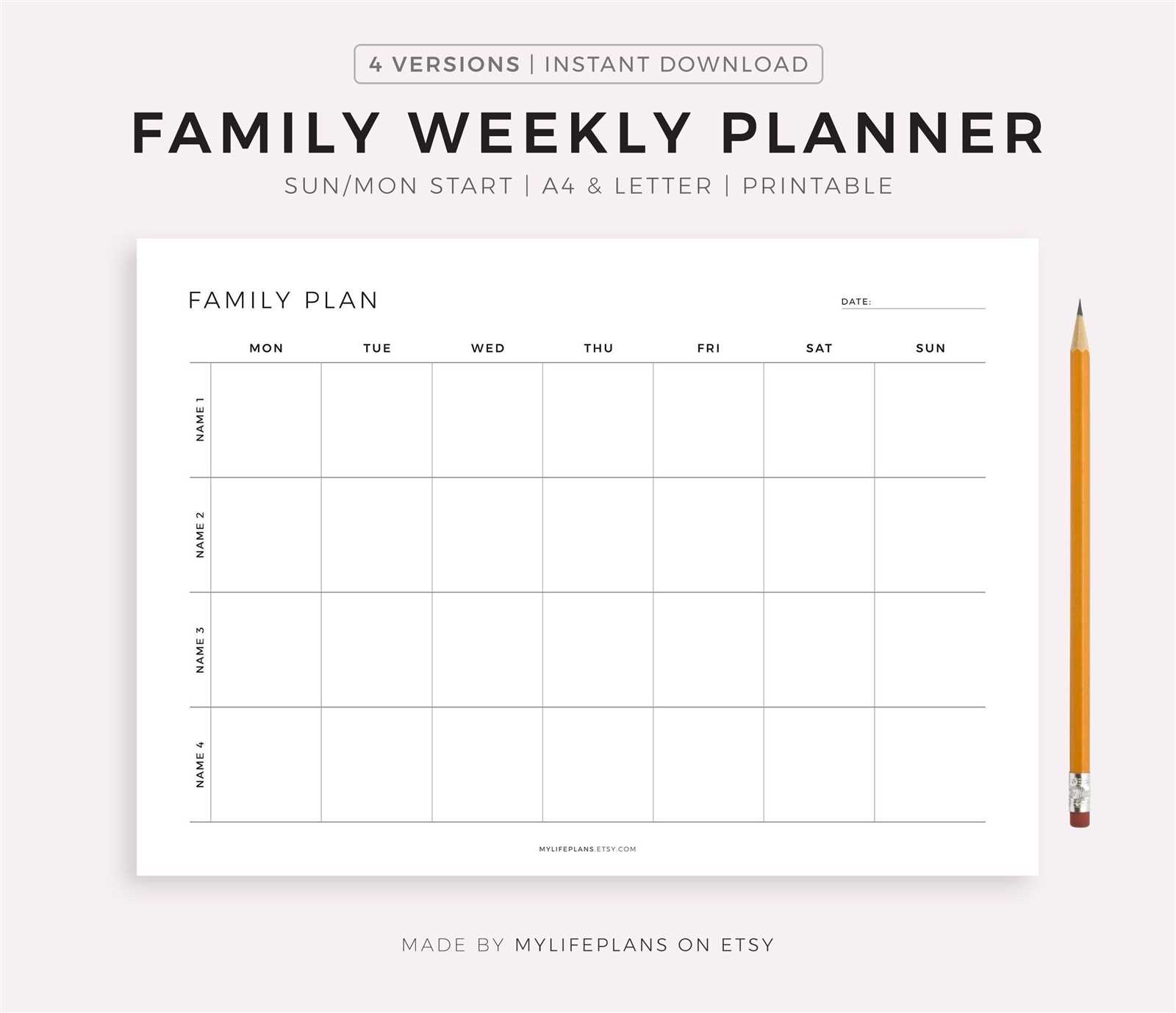 monthly family calendar template