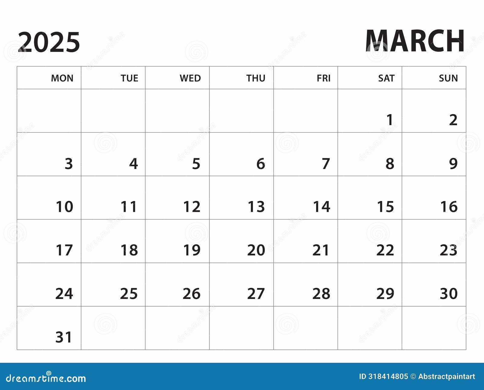 calendar march 2025 template