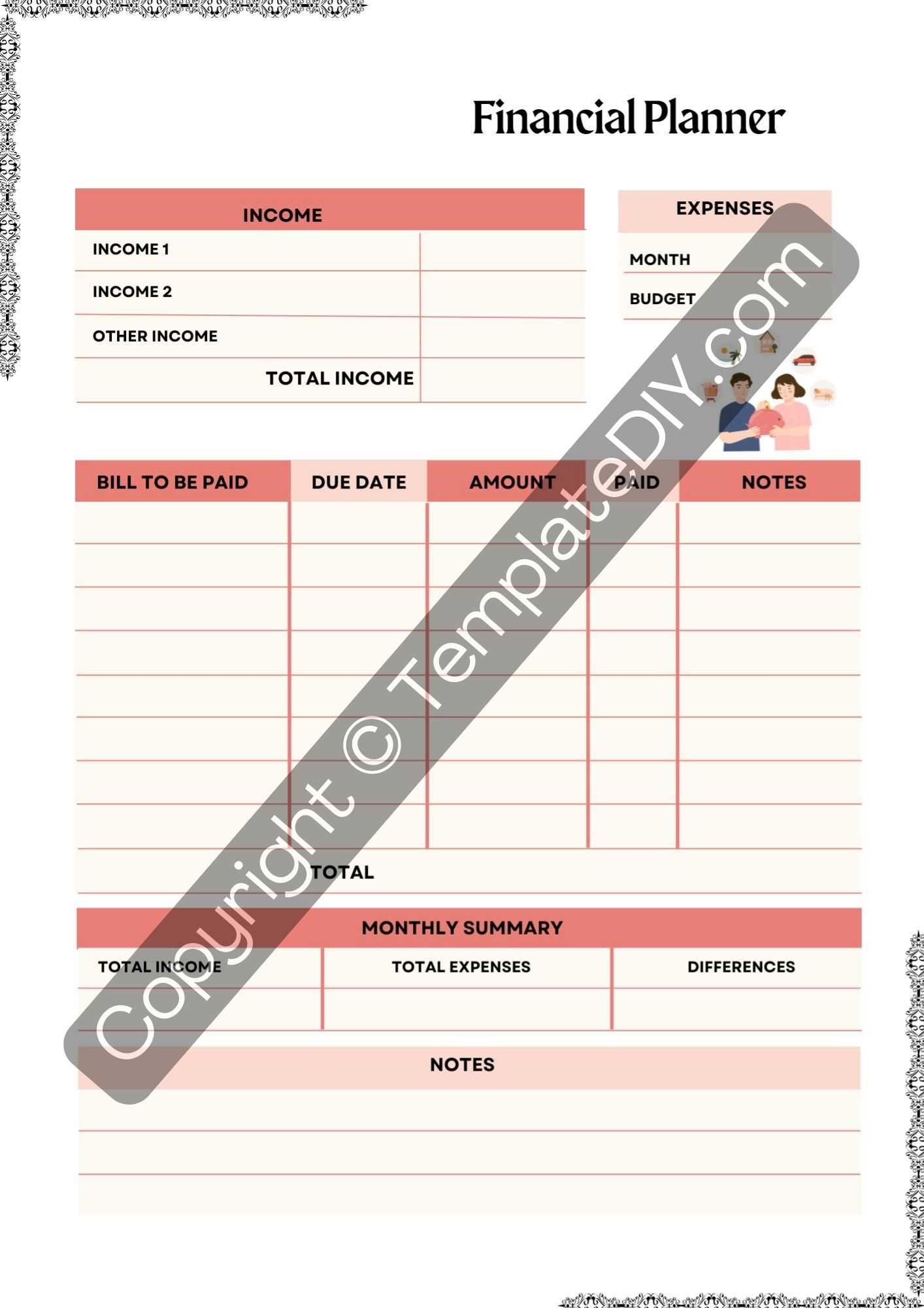 financial planning calendar template