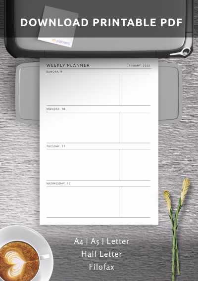 printable blank weekly calendar template