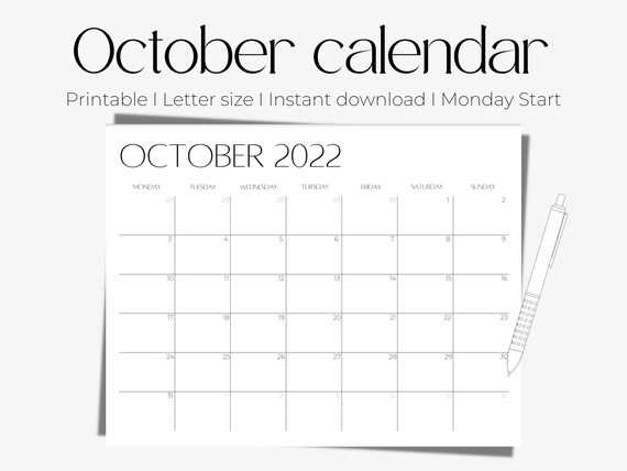 blank october calendar template