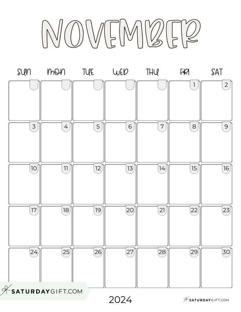 cute november calendar template