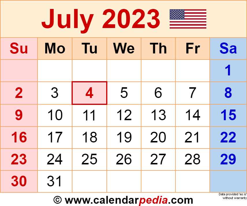 july calendar template