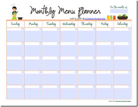 meal planner calendar template