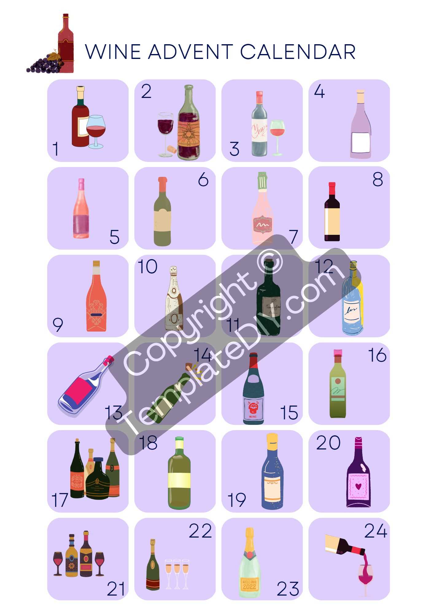 wine advent calendar template