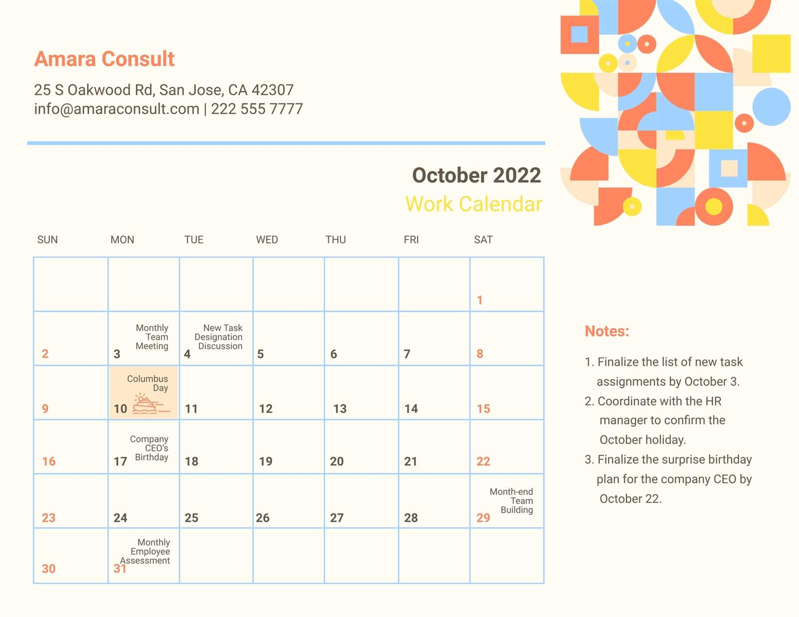 editable october calendar template