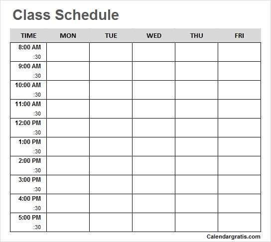 calendar template for students