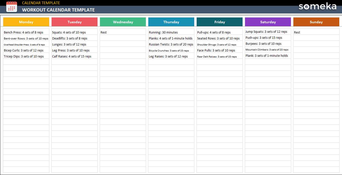 training calendar template download