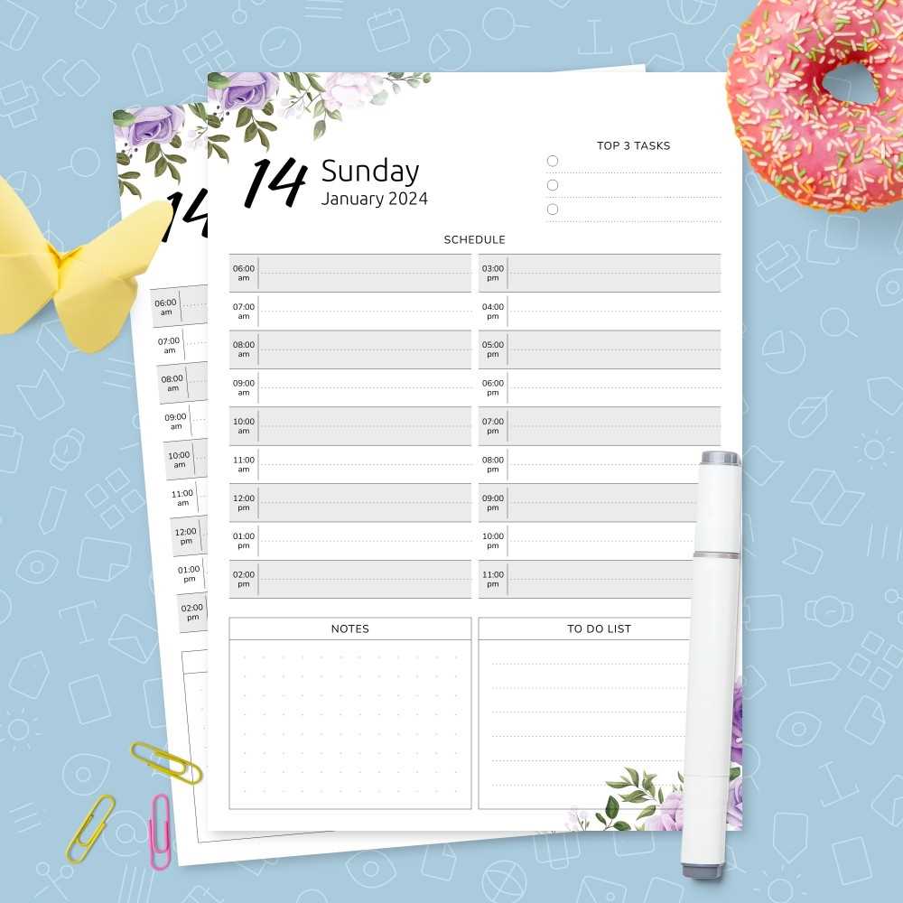 daily calendar with notes template