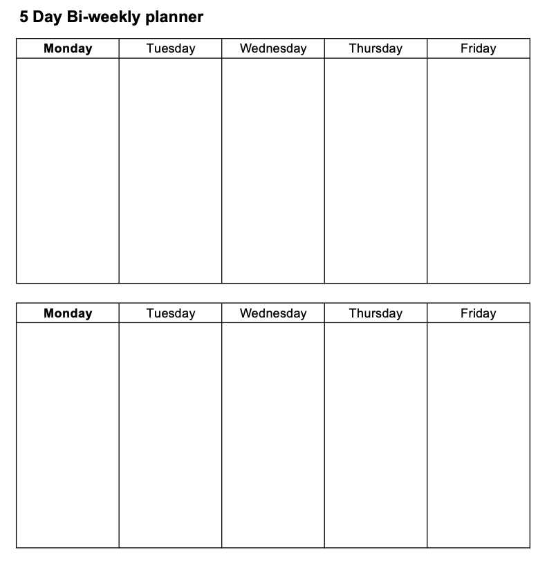 week calendar template with hours