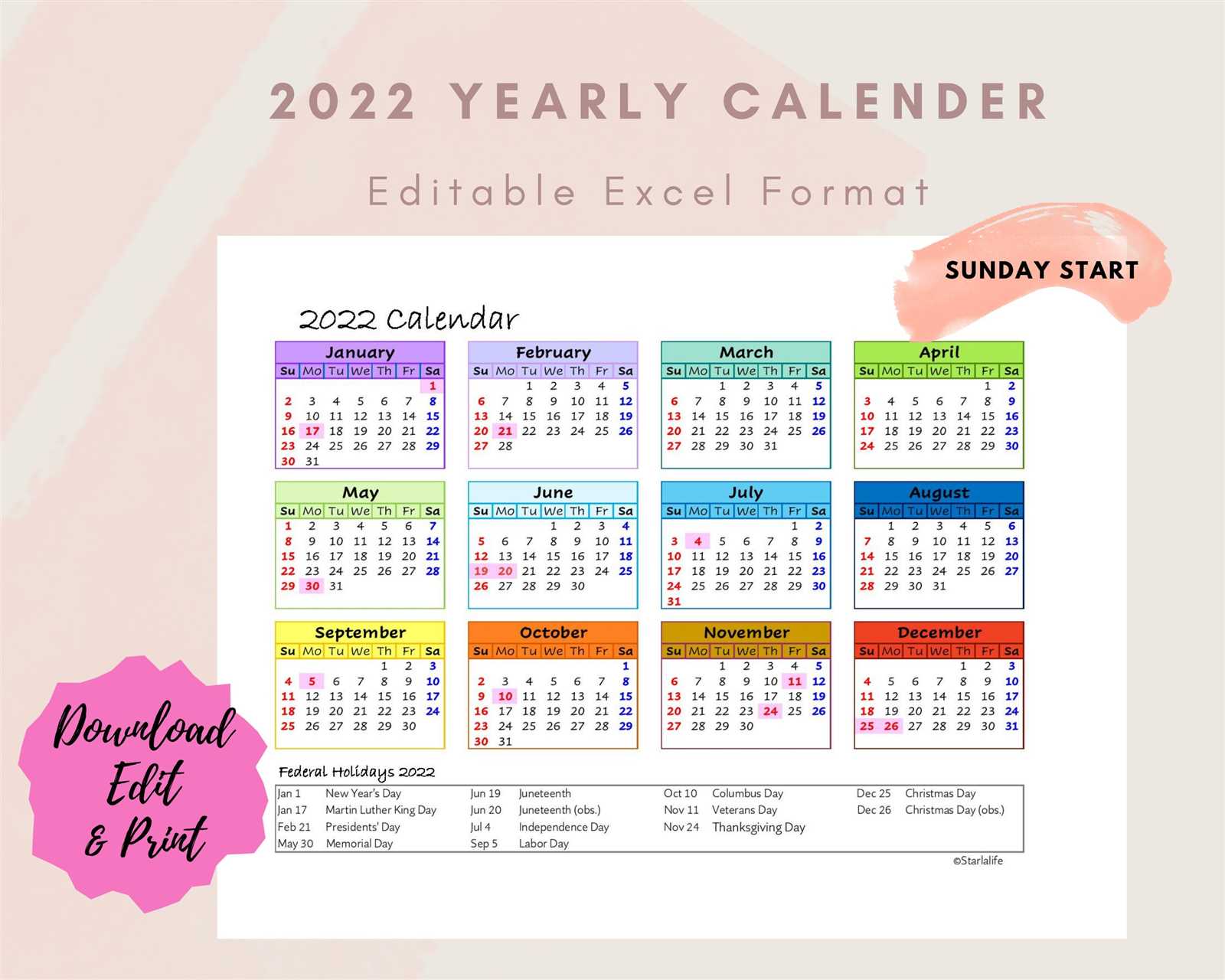 yearly calendar spreadsheet template