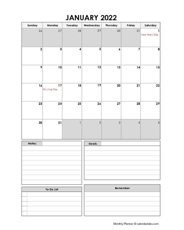 month at a glance blank calendar template