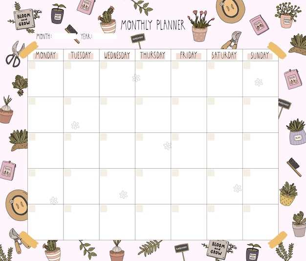 monthly calendar template aesthetic