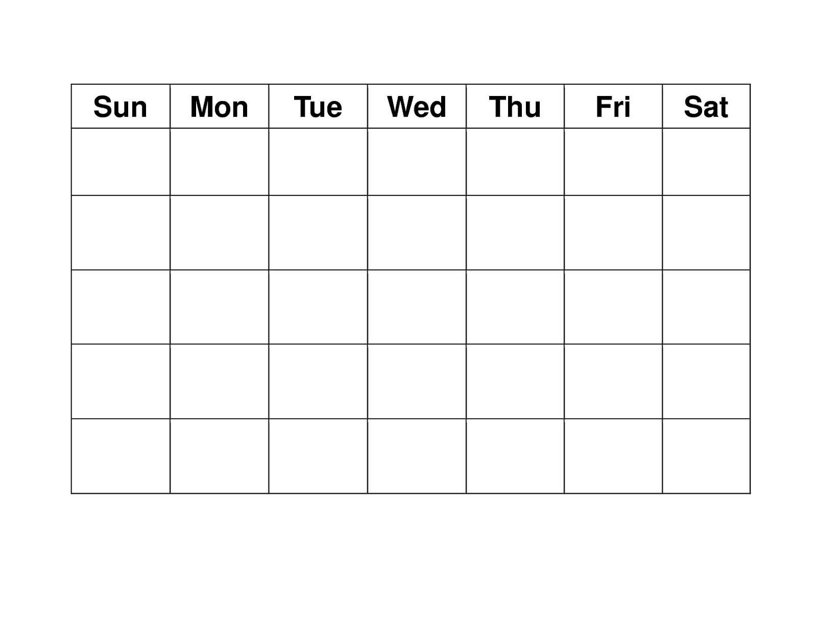 5 week blank calendar template