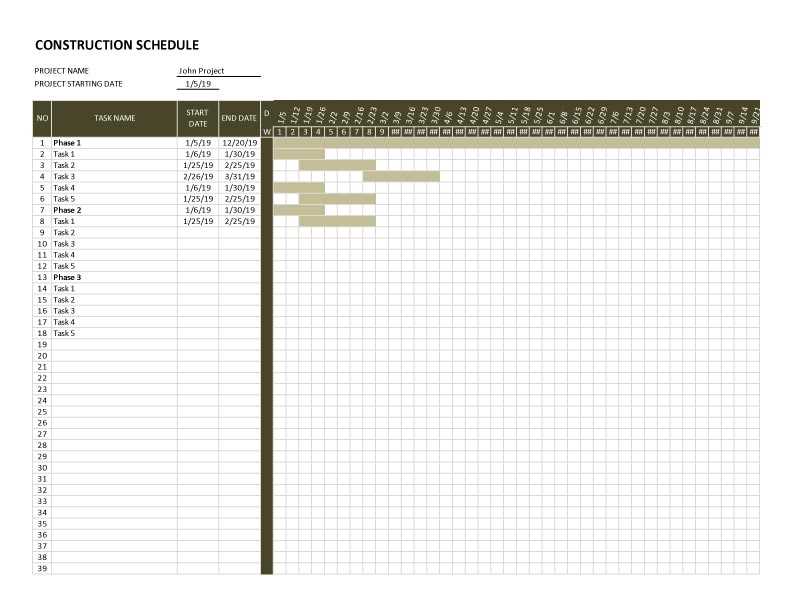 construction calendar template