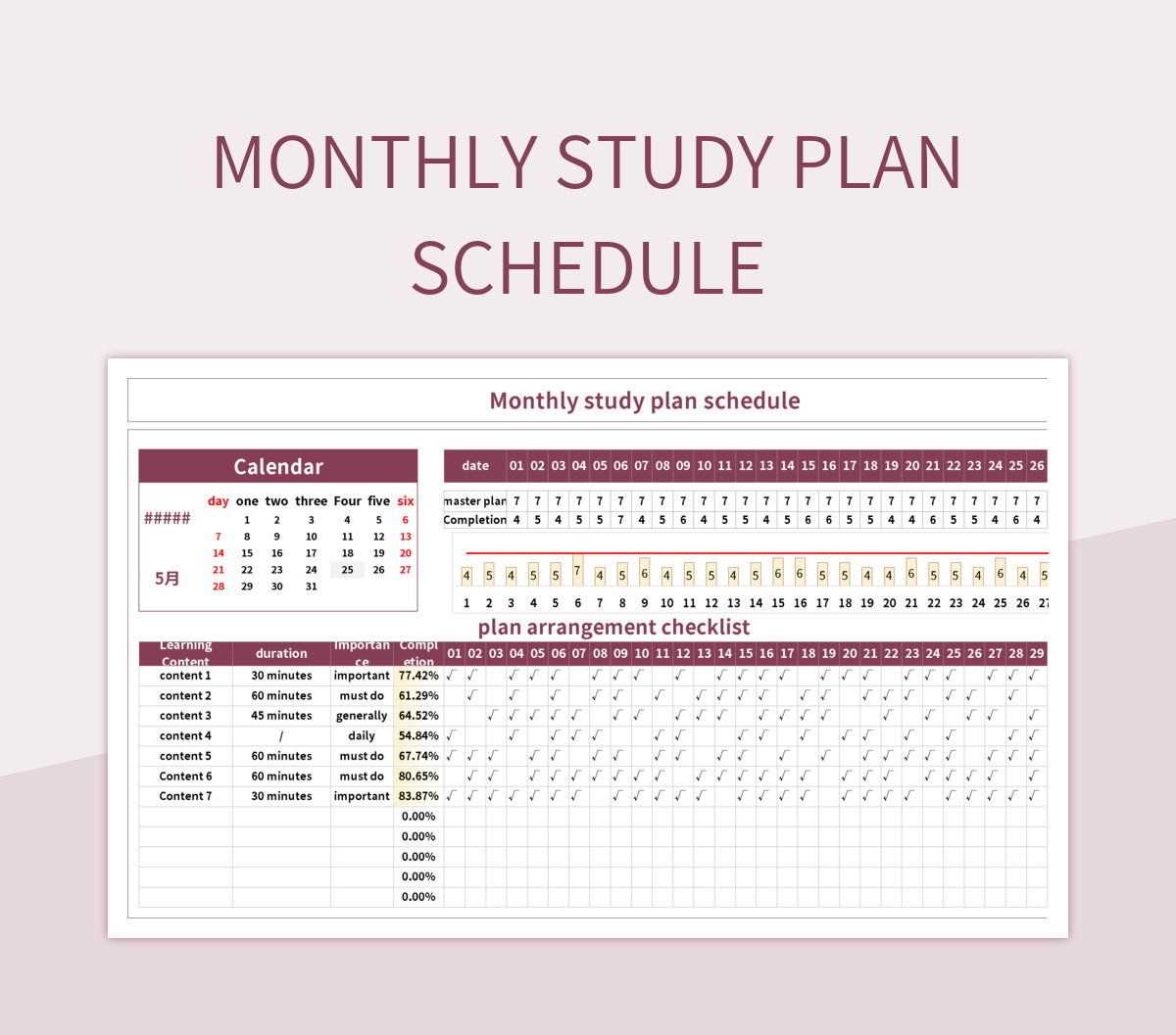 internship calendar template